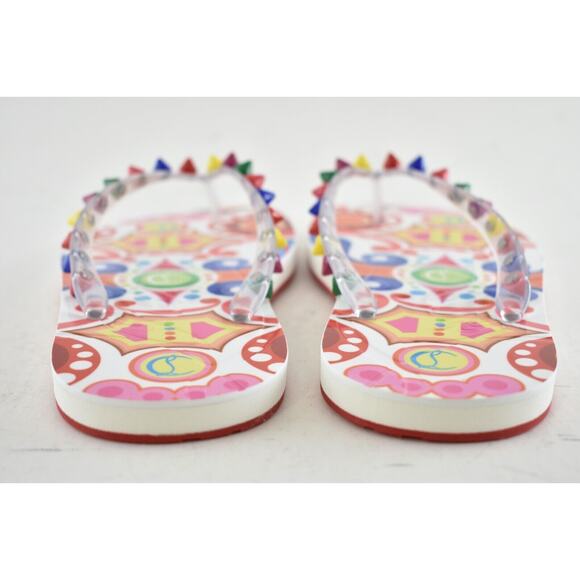 Christian Louboutin Loubi Flip Spikes Donna Flat Multi Thong Flip Flop Sandal 38 - Picture 10 of 11